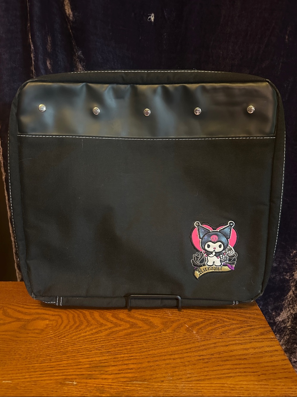 Sanrio Kuromi Black Laptop Bag with Kuromi Patch